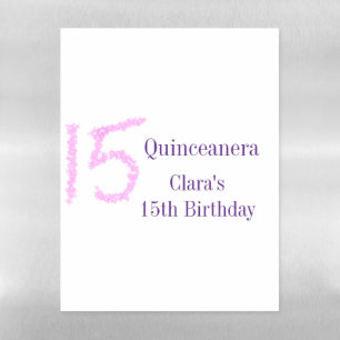 Quinceanera 15th birthday pink glitter template magnetic dry erase sheet
