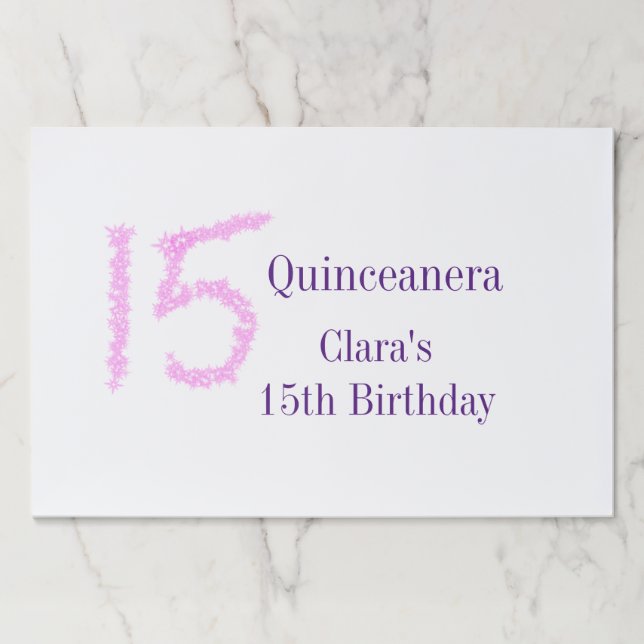 Quinceanera 15th birthday pink glitter template  paper pad (Front)