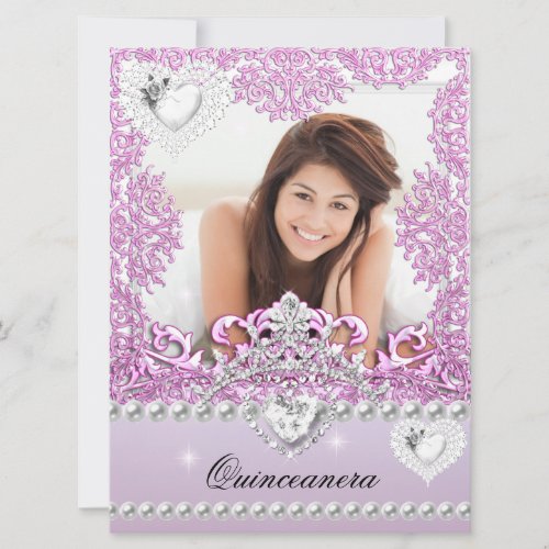 Quinceanera 15th Birthday Pink Lilac Silver White Invitation