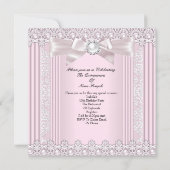 Quinceanera 15th Birthday Pink Pearl Lace Tiara Invitation (Back)