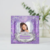 Quinceañera 15th Birthday Purple Glitter look Invitation (Standing Front)