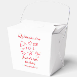 Quinceanera 15th birthday red beach party tree sun favor boxes