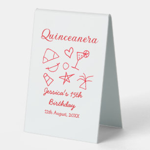 Quinceanera 15th birthday red beach party tree sun table tent