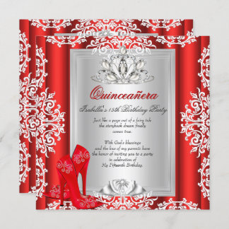 Quinceanera 15th Birthday Red Shoes 2 Invitation