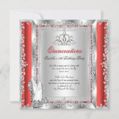 Quinceanera 15th Birthday Red Silver Shoes Invitation (Front)