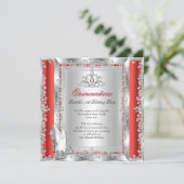 Quinceanera 15th Birthday Red Silver Shoes Invitation (Standing Front)