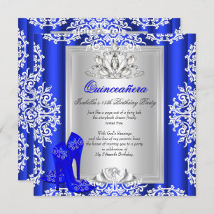 Quinceanera 15th Birthday Royal Blue Shoes 2 Invitation