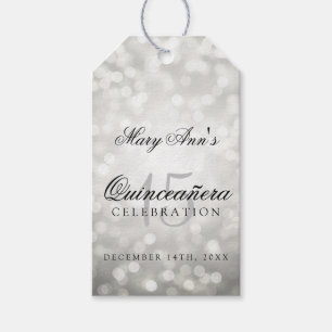 Quinceanera 15th Birthday Silver Bokeh Lights Gift Tags