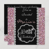 QUINCEANERA 15th BLING Birthday Invitations (Front/Back)