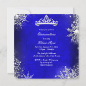 Quinceanera 15th Blue Silver Snowflakes Party Invitation (Back)