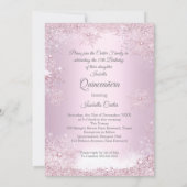 Quinceanera 15th blush pink Snowflake Winter Dress Invitation (Back)