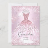 Quinceanera 15th blush pink Snowflake Winter Dress Invitation (Front)