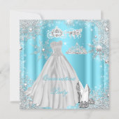 Quinceanera 15th Cinderella Blue Birthday Party Invitation (Front)
