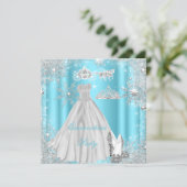 Quinceanera 15th Cinderella Blue Birthday Party Invitation (Standing Front)
