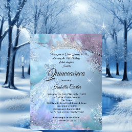 Quinceanera 15th Cinderella Blue purple pink Invitation