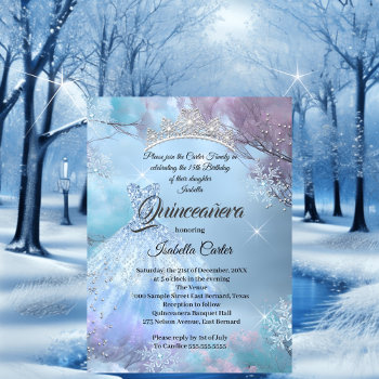 Quinceanera 15th Cinderella Blue Purple Pink Invitation by Zizzago at Zazzle