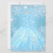 Quinceanera 15th Cinderella Blue Snowflake Winter  Invitation (Back)