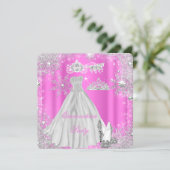 Quinceanera 15th Cinderella Pink Birthday Party Invitation (Standing Front)