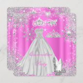 Quinceanera 15th Cinderella Pink Birthday Party Invitation (Front/Back)
