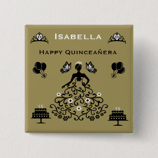 Quinceanera 15th Crown Party Button