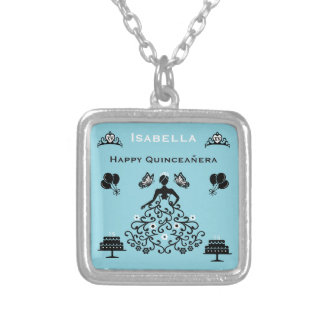 Quinceanera 15th Crown Party Silver Plated Necklace