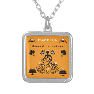 Quinceanera 15th Crown Party Silver Plated Necklace