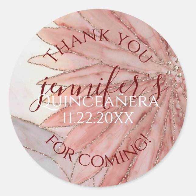 Quinceanera 15th Elegant Birthday Party Classic Round Sticker (Front)