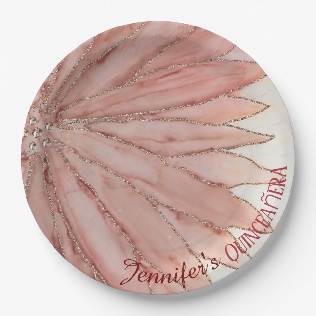 Quinceanera 15th Elegant Birthday Party Paper Plates (Front)