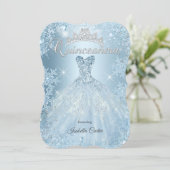 Quinceanera 15th Icy Blue Winter wonderland Dress Invitation (Standing Front)