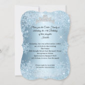 Quinceanera 15th Icy Blue Winter wonderland Dress Invitation (Back)
