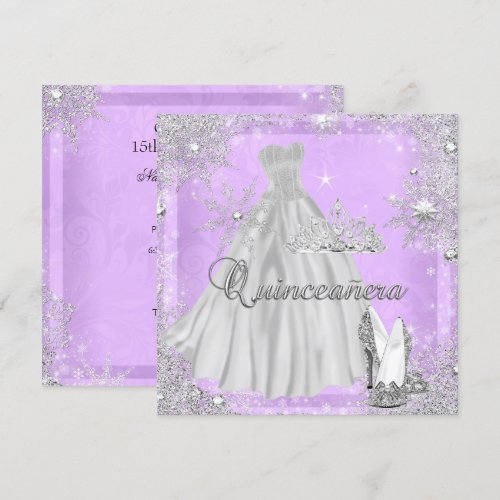 Quinceanera 15th Lilac Silver Birthday Party Announcements