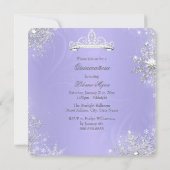 Quinceanera 15th Lilac Silver Snowflakes Party Invitation (Back)