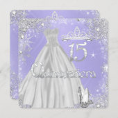 Quinceanera 15th Lilac Silver Snowflakes Party Invitation (Front/Back)