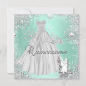 Quinceanera 15th Mint Silver Birthday Party Invitation (Front)