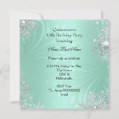 Quinceanera 15th Mint Silver Birthday Party Invitation (Back)