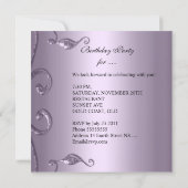 Quinceanera 15th Party Damask Lilac Jewel Image Invitation (Back)