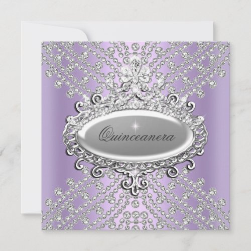 Quinceanera 15th Party Lilac Purple White Diamond Personalized Announcements