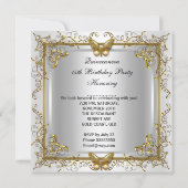 Quinceanera 15th Party Silver White Gold Butterfly Invitation (Back)