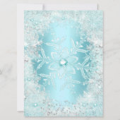 Quinceanera 15th Pretty Silver Teal blue Snowflake Invitation (Back)