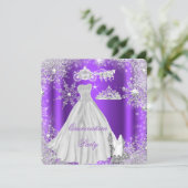 Quinceanera 15th Purple Birthday Party Invitation (Standing Front)