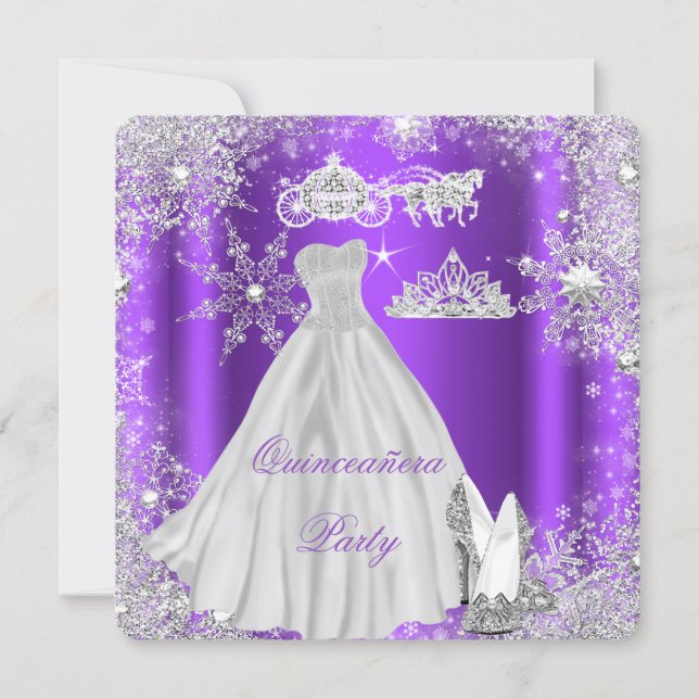Quinceanera 15th Purple Birthday Party Invitation (Front)