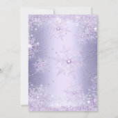 Quinceanera 15th Purple Lilac Snowflake Winter Invitation (Back)