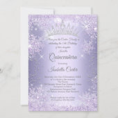 Quinceanera 15th Purple Lilac Snowflake Winter Invitation (Front)