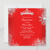 Quinceanera 15th Red Silver Snowflakes Party Invitation (Back)