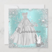 Quinceanera 15th Teal Silver Birthday Party Invitation (Front)