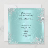 Quinceanera 15th Teal Silver Birthday Party Invitation (Back)