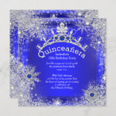 Quinceanera 15th Winter Wonderland Royal Blue Invitation (Front/Back)