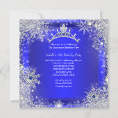 Quinceanera 15th Winter Wonderland Royal Blue Invitation (Back)