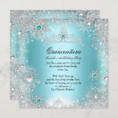 Quinceanera 15th Winter Wonderland Silver Blue 2 Invitation (Front/Back)