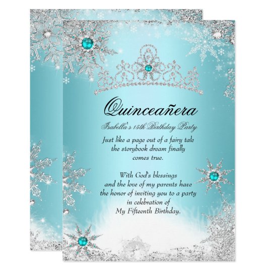 Quinceanera 15th Winter Wonderland Silver Blue 2 Invitation | Zazzle.com